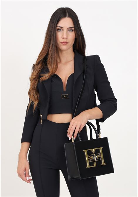 Black women's jacket with a crop design ELISABETTA FRANCHI | GI09946E2110